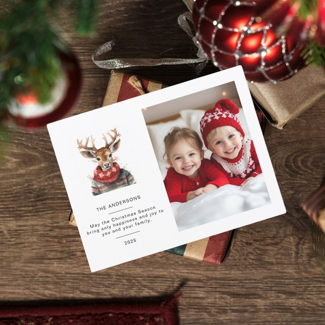 Personalized Deer Christmas Card with Photo  (Creator Uploaded)