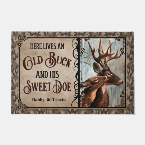 Personalized Deer Couple An Old Buck Deer Doormat