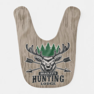 Personalized Deer Elk Hunter Bow Hunting Lodge Baby Bib