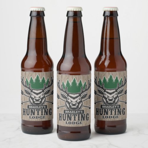 Personalized Deer Elk Hunter Bow Hunting Lodge Beer Bottle Label