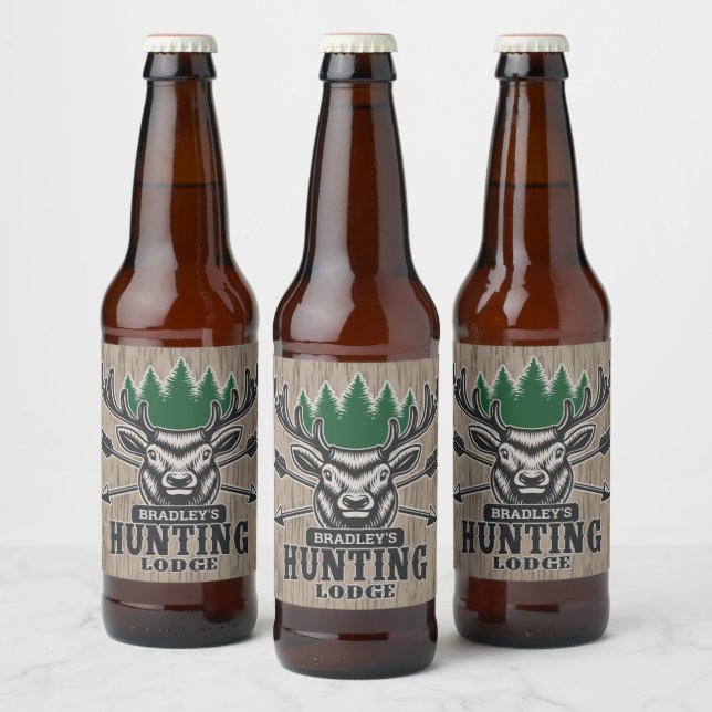 Personalized Deer Elk Hunter Bow Hunting Lodge Beer Bottle Label (Bottles)