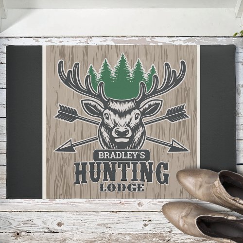 Personalized Deer Elk Hunter Bow Hunting Lodge Doormat