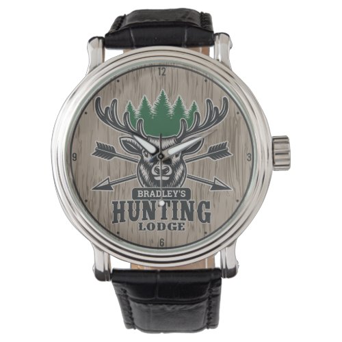 Personalized Deer Elk Hunter Bow Hunting Lodge Watch