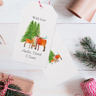 Personalized  Deer Family Christmas Gift Tags