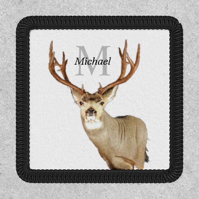 Personalized Deer Hunting Monogram Antlers Patch (Front)