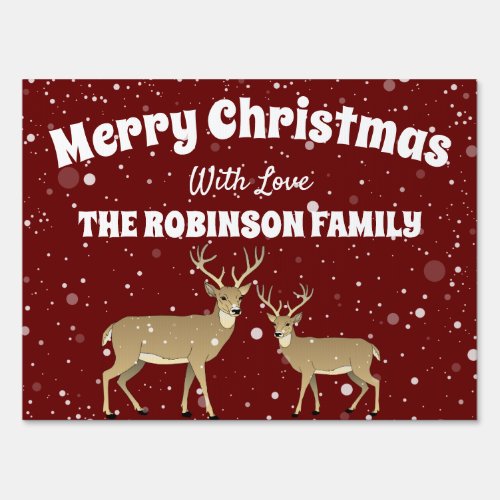 Personalized Deer Merry Christmas Greeting Sign