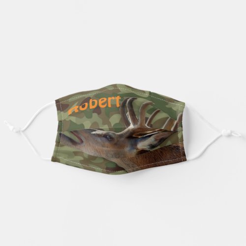 Personalized Deer On Camouflage Background Adult Cloth Face Mask