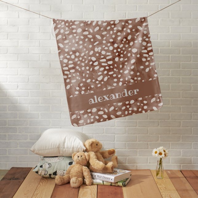 Personalized Deer Print Baby Blanket (In Situ)