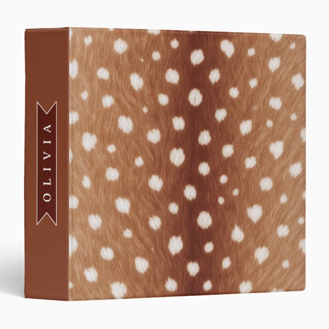 Personalized Deer Print Neutral Aesthetic Gifts 3 Ring Binder (Front/Spine)