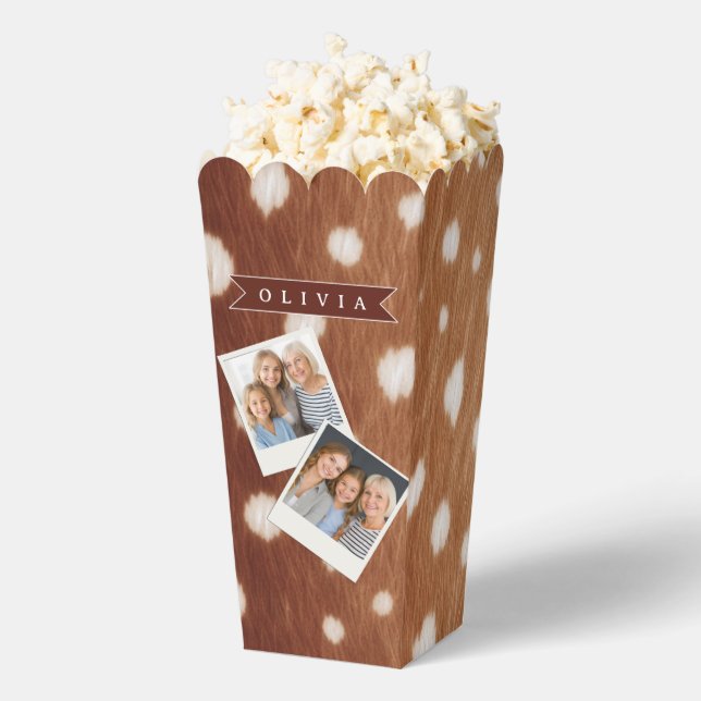 Personalized Deer Print Neutral Aesthetic Gifts Favor Boxes (Popped)