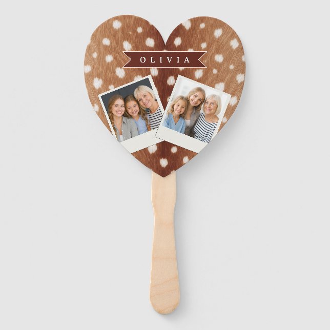 Personalized Deer Print Neutral Aesthetic Gifts Hand Fan (Front)