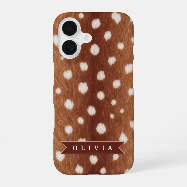 Personalized Deer Print Neutral Aesthetic Gifts iPhone Case (Back)