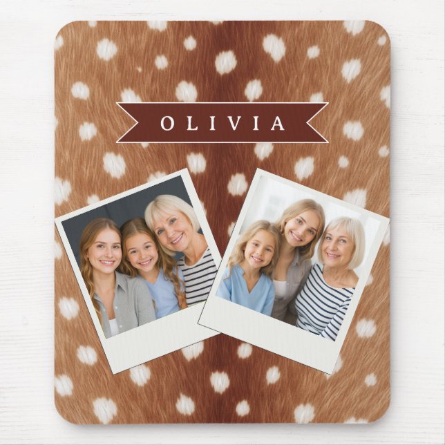 Personalized Deer Print Neutral Aesthetic Gifts Mouse Pad (Front)