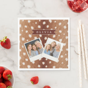 Personalized Deer Print Neutral Aesthetic Gifts Napkins
