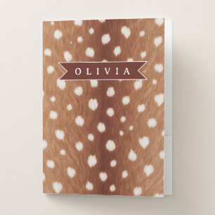 Personalized Deer Print Neutral Aesthetic Gifts Pocket Folder