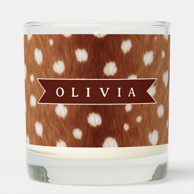 Personalized Deer Print Neutral Aesthetic Gifts Scented Candle (Front)