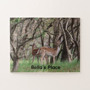 Personalized Deer Woodland Photo Jigsaw Puzzle