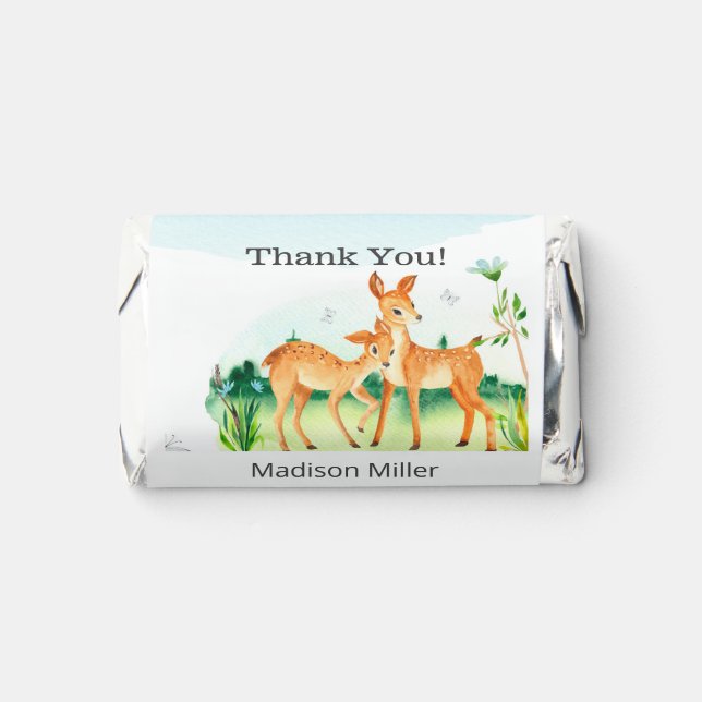 Personalized Deer Wooland Forest Boys Baby Shower Hershey's Miniatures (Front)