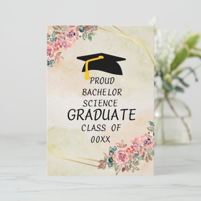 Personalized degree graduation saying  invitation (Standing Front)