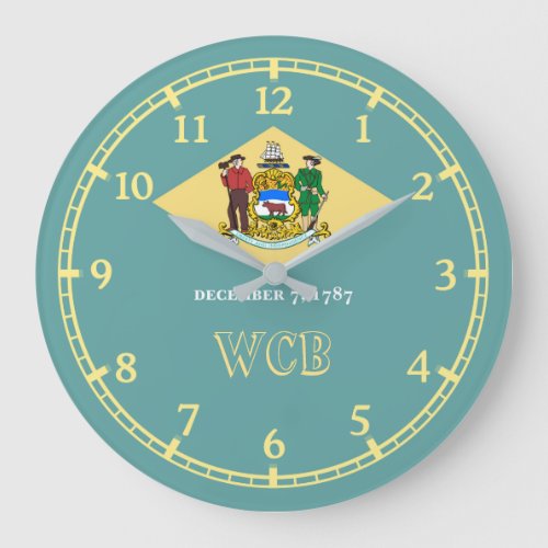 Personalized Delaware State Flag Design on Large Clock