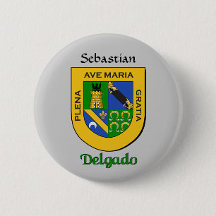 Personalized Delgado Historical Shield Pinback Button