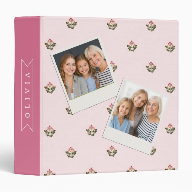 Personalized Delicate Botanical Floral Romantic 3 Ring Binder (Front/Spine)