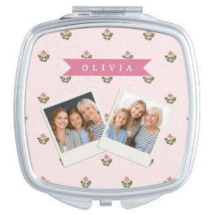 Personalized Delicate Botanical Floral Romantic Compact Mirror