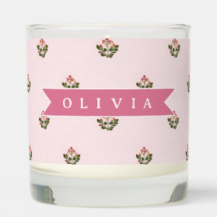 Personalized Delicate Botanical Floral Romantic Scented Candle