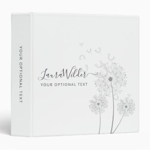 Personalized Delicate Floral Illustration 3 Ring Binder