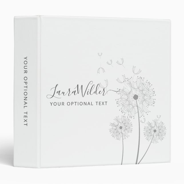 Personalized Delicate Floral Illustration  3 Ring Binder (Front/Spine)
