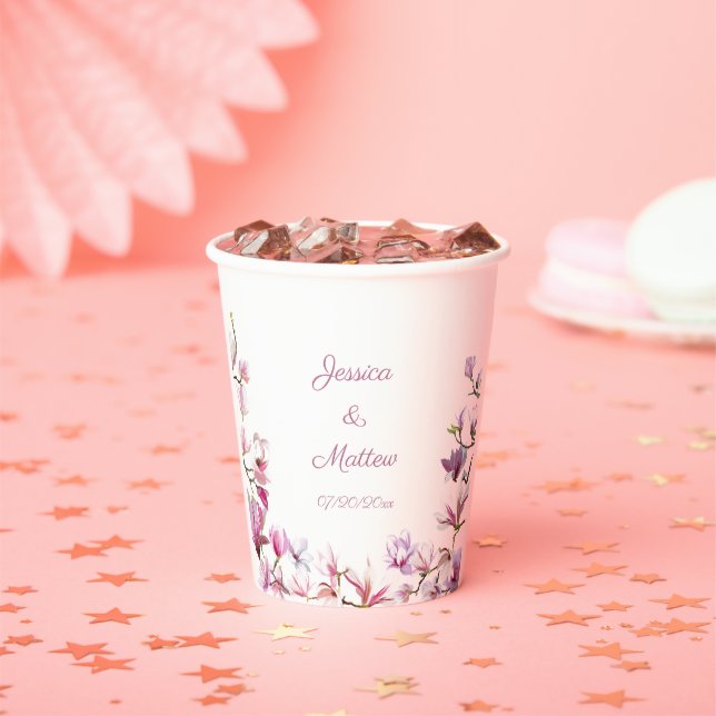 Personalized Delicate Pink Magnolia Paper Cup (Insitu)