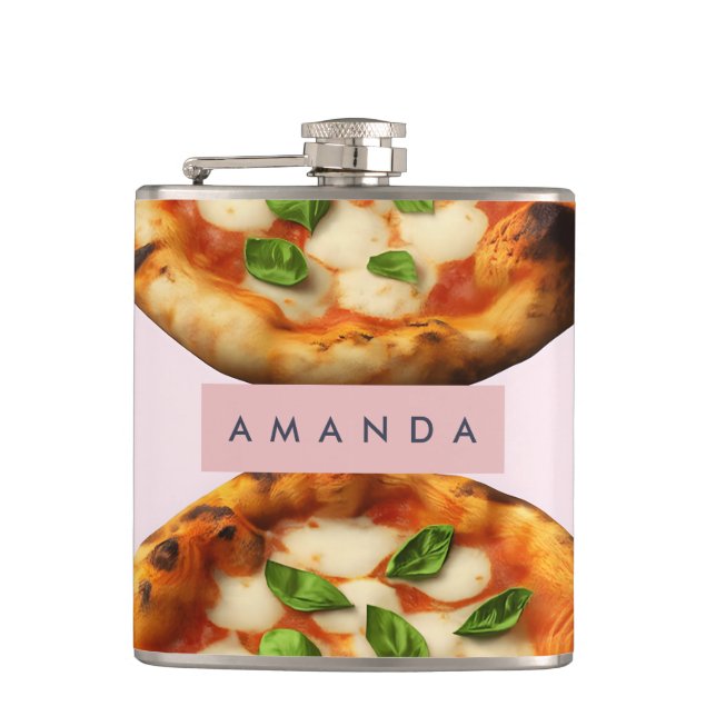 Personalized Delicious Pizza Design Flask (Front)