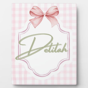 Personalized Delilah Baby Girl Nursery Gingham Plaque