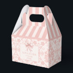 Personalized Demask Blush Pink Coquette Birthday Favor Boxes<br><div class="desc">Introducing our "Personalized Demask Blush Pink Coquette Birthday Favor Boxes, " the perfect addition to any elegant celebration. These favor boxes feature a sophisticated blush pink design with a minimalist watercolor ribbon, embodying both modern elegance and grandma chic charm. The phrase "The Bow Must Go On" adds a whimsical yet...</div>