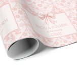 Personalized Demask Blush Pink Coquette Milestone Wrapping Paper<br><div class="desc">Introducing our "Personalized Demask Blush Pink Coquette Milestone Wrapping Paper, " the perfect blend of elegance and charm for any special occasion. This wrapping paper features a blush pink background adorned with delicate minimalist watercolor ribbons, embodying a sophisticated, grandma chic aesthetic. Ideal for celebrating a little princess's birthday or any...</div>