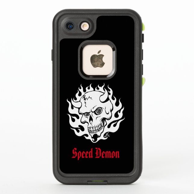 Personalized Demon Skull in Flames LifeProof iPhone Case (Back)