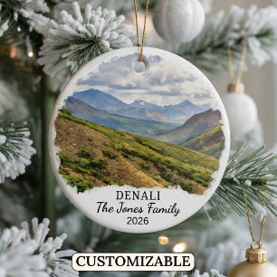 Personalized Denali National Park, Custom Alaska Ceramic Ornament