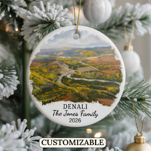 Personalized Denali National Park, Custom Alaska Ceramic Ornament