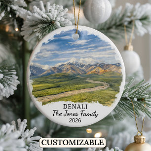Personalized Denali National Park, Custom Alaska Ceramic Ornament
