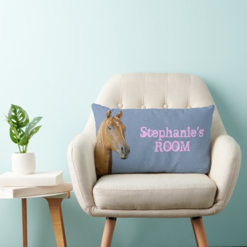 Personalized Denim Blue Color Horse Pillow