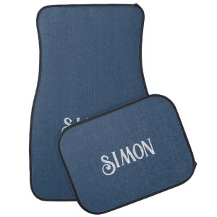 Personalized Denim Blue Name Car Floor Mat