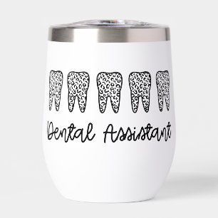 Personalized Dental Assistant Leopard Print Tooth Thermal Wine Tumbler