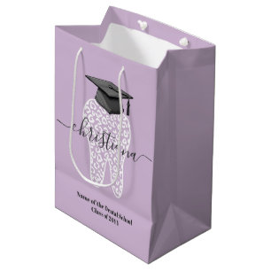 Personalized Dental Graduation Leopard Tooth Grad Medium Gift Bag