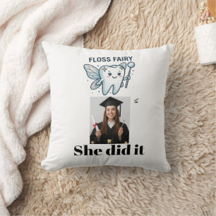 Personalized Dental Hygienist Graduation Floss Fai Throw Pillow