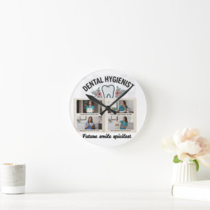 Personalized Dental Hygienist Graduation Gift Cu Round Clock