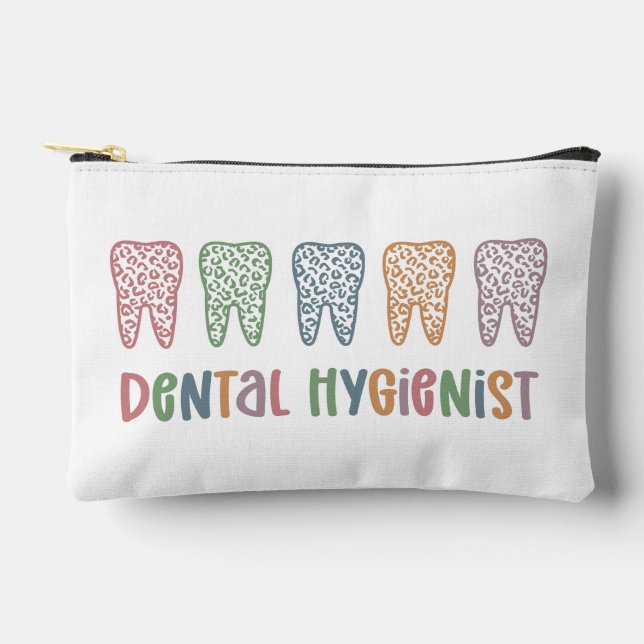 Personalized Dental Hygienist Leopard Print teeth Accessory Pouch (Front)