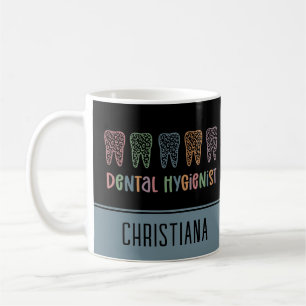 Personalized Dental Hygienist Leopard Print teeth Coffee Mug