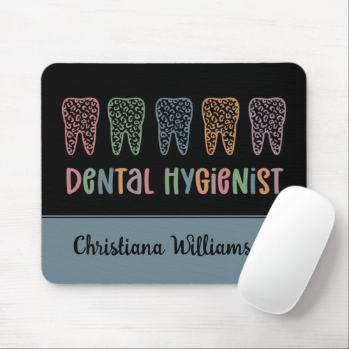 Personalized Dental Hygienist Leopard Print teeth Mouse Pad