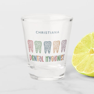 Personalized Dental Hygienist Leopard Print teeth Shot Glass