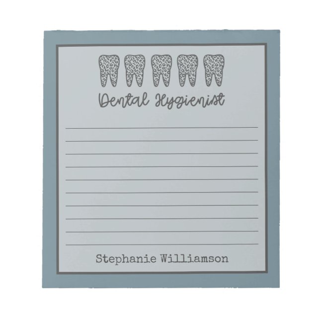 Personalized Dental Hygienist | RDH Dentist Notepad (Front)